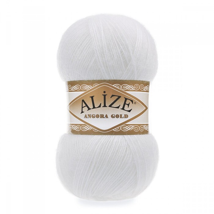 Пряжа Alize "Angora gold"  55 Белый 20% шерсть, 80% акрил	100 гр	550 м